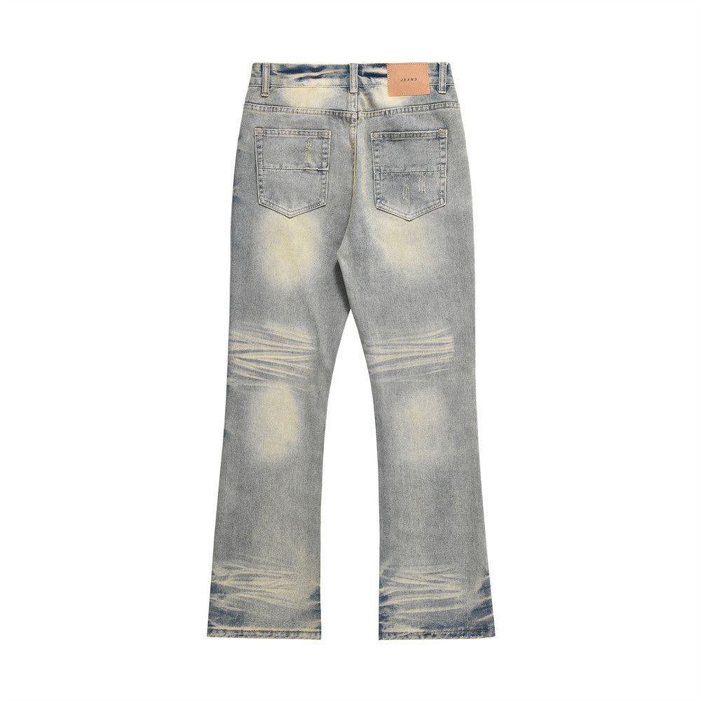 Distressed Scratches Straight-leg Pants Men