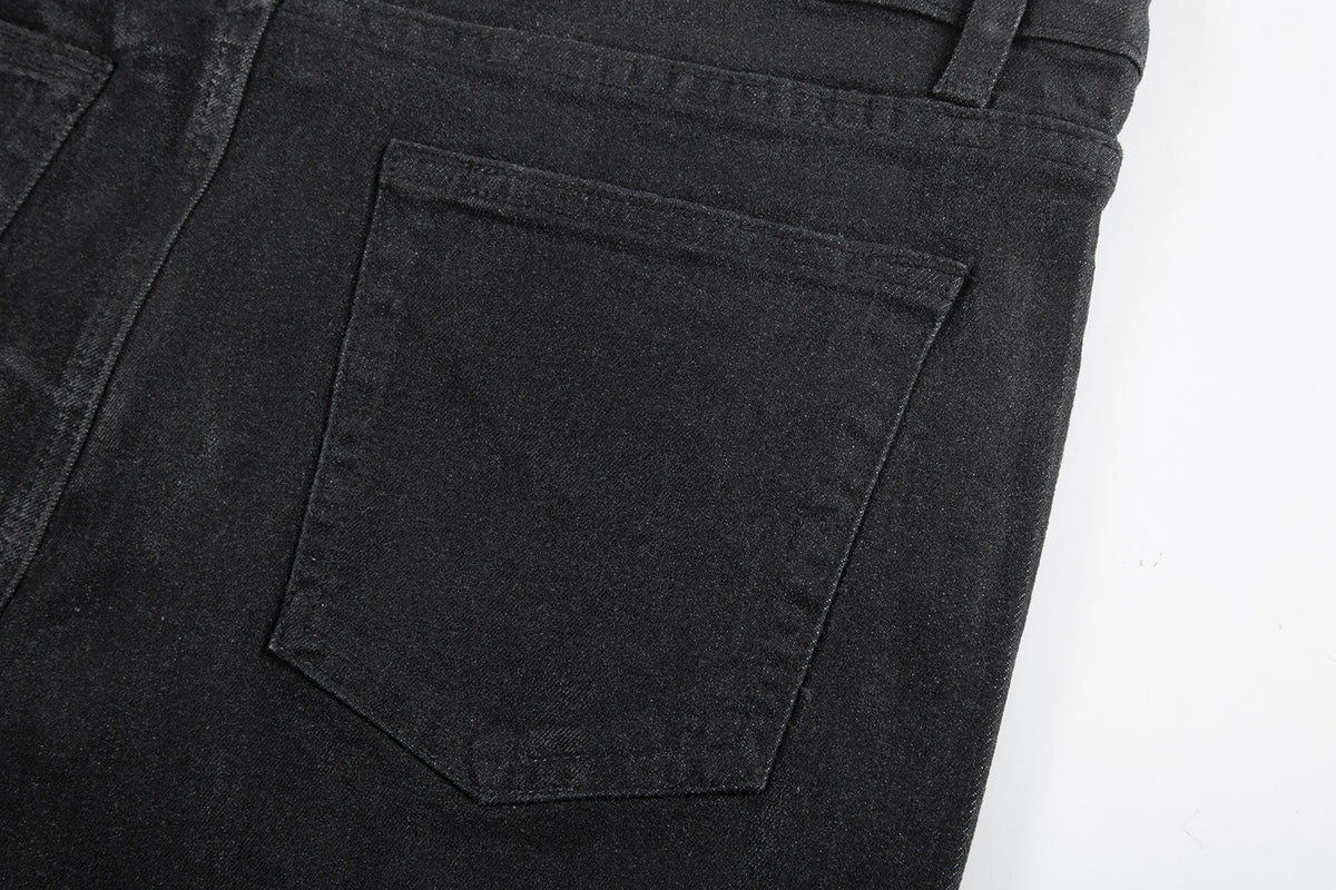 Color Brush Wax Slightly Flared Jeans