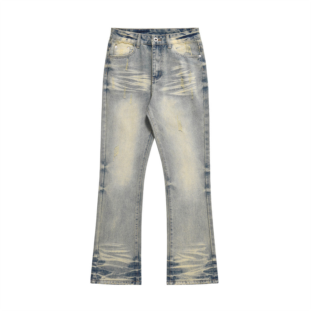Distressed Scratches Straight-leg Pants Men