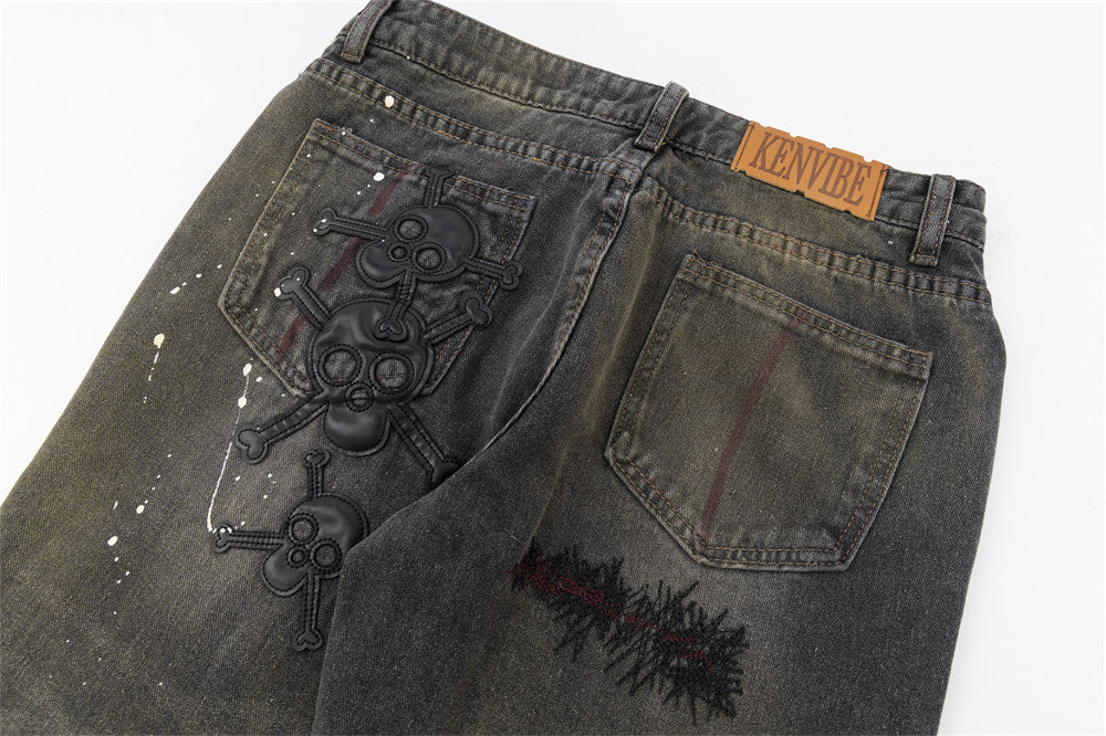 Dark Skull Cross Jeans For Men