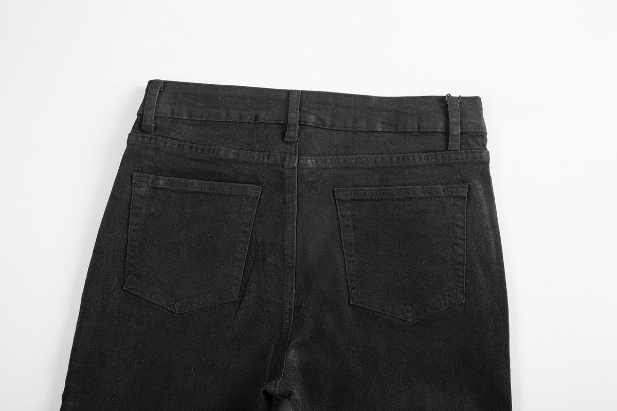 Color Brush Wax Slightly Flared Jeans