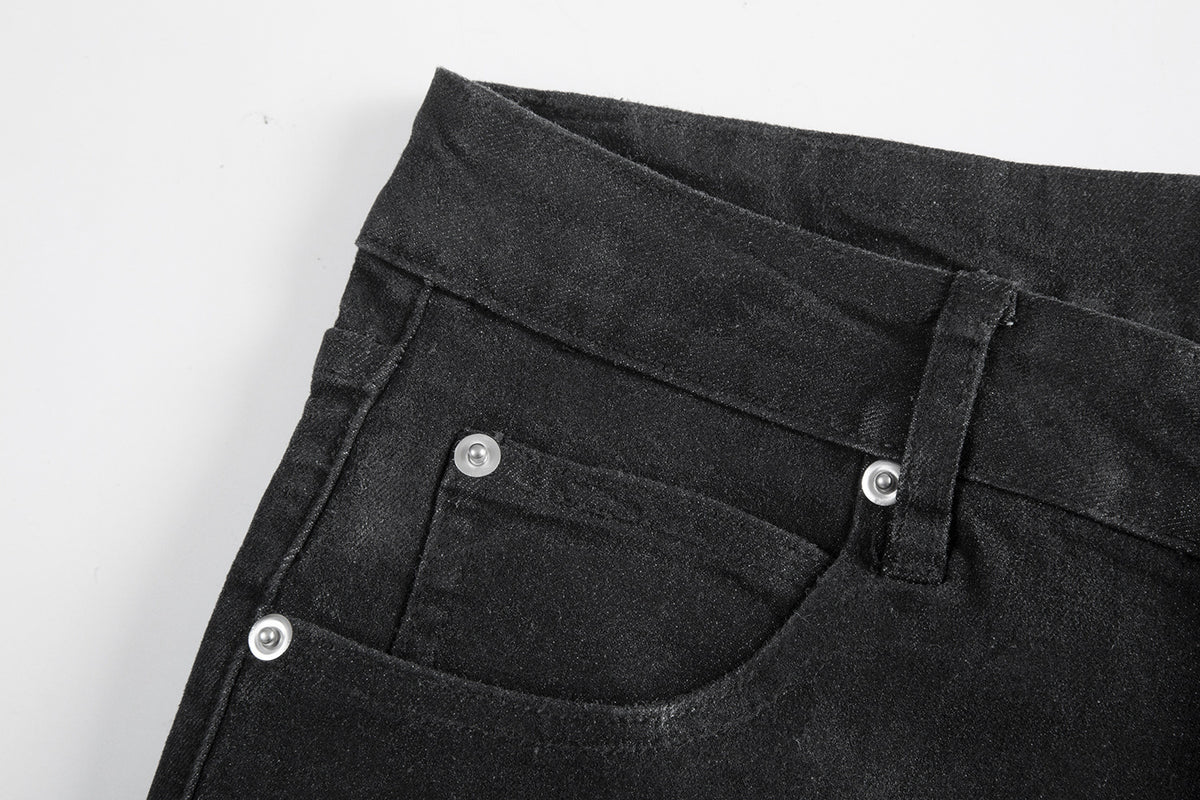 Color Brush Wax Slightly Flared Jeans