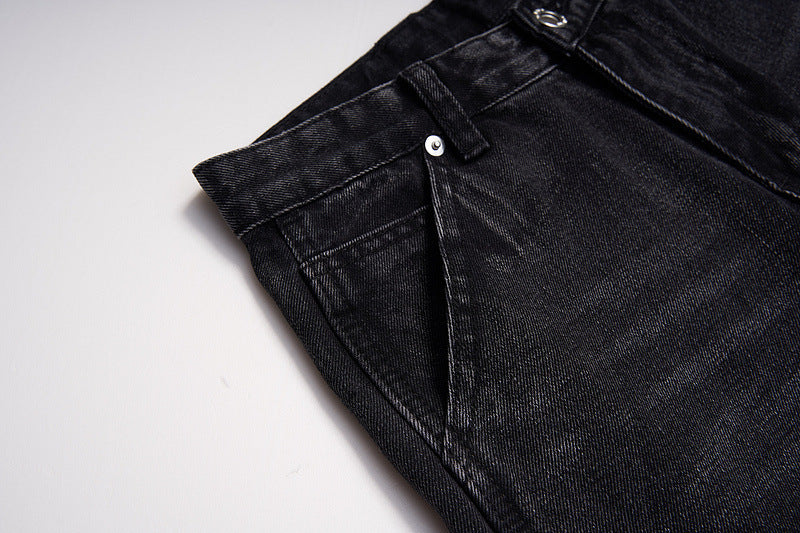 Street Retro Black Slightly Flared Jeans