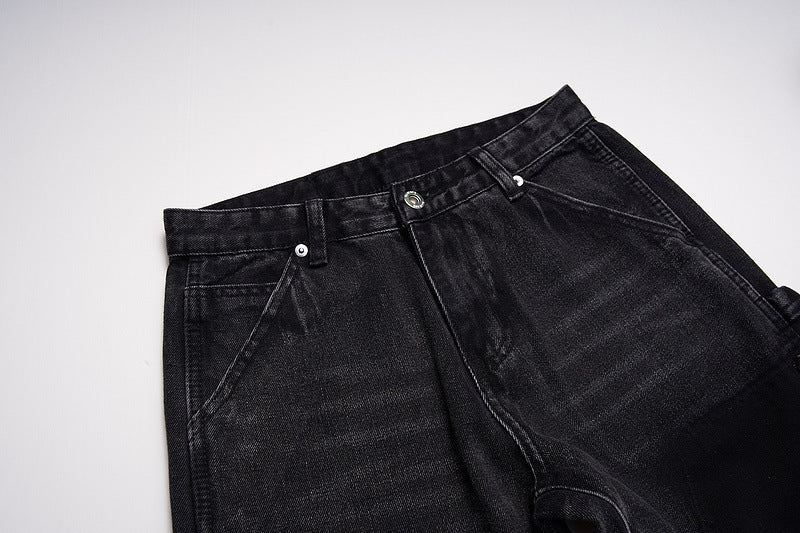 Street Retro Black Slightly Flared Jeans