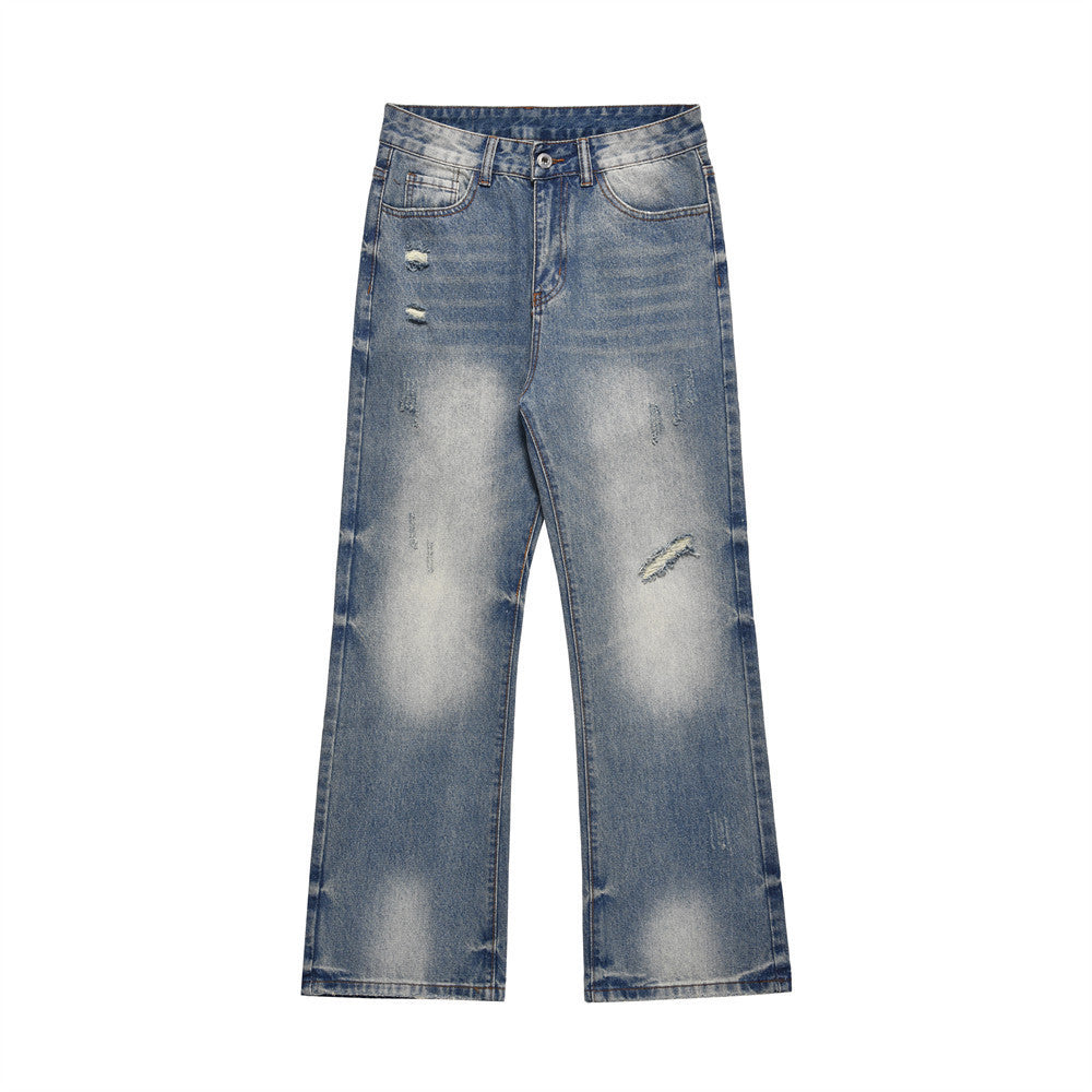 Washed Straight Jeans Loose Mop Wide-leg Pants