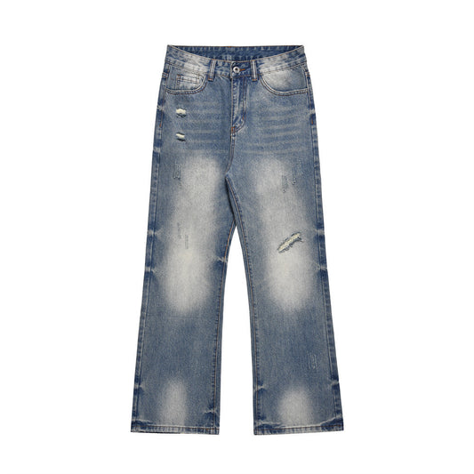 Washed Straight Jeans Loose Mop Wide-leg Pants
