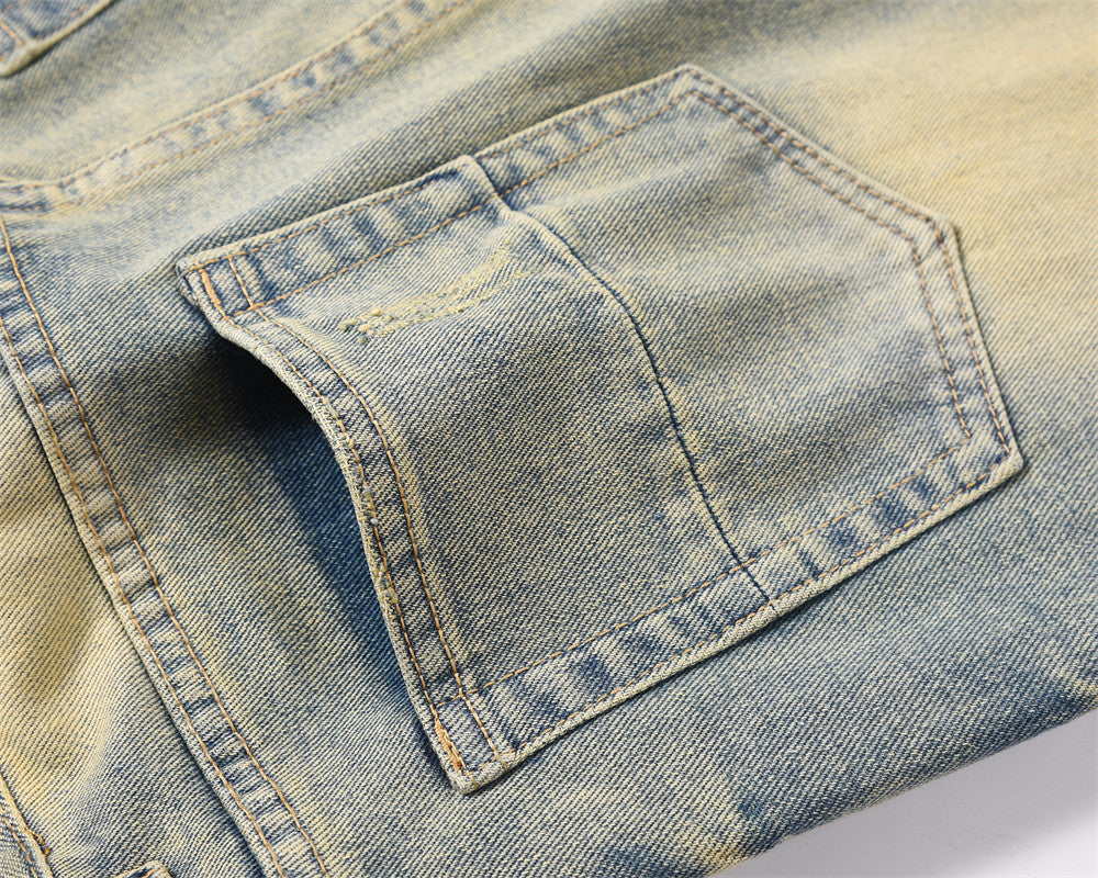 Distressed Scratches Straight-leg Pants Men
