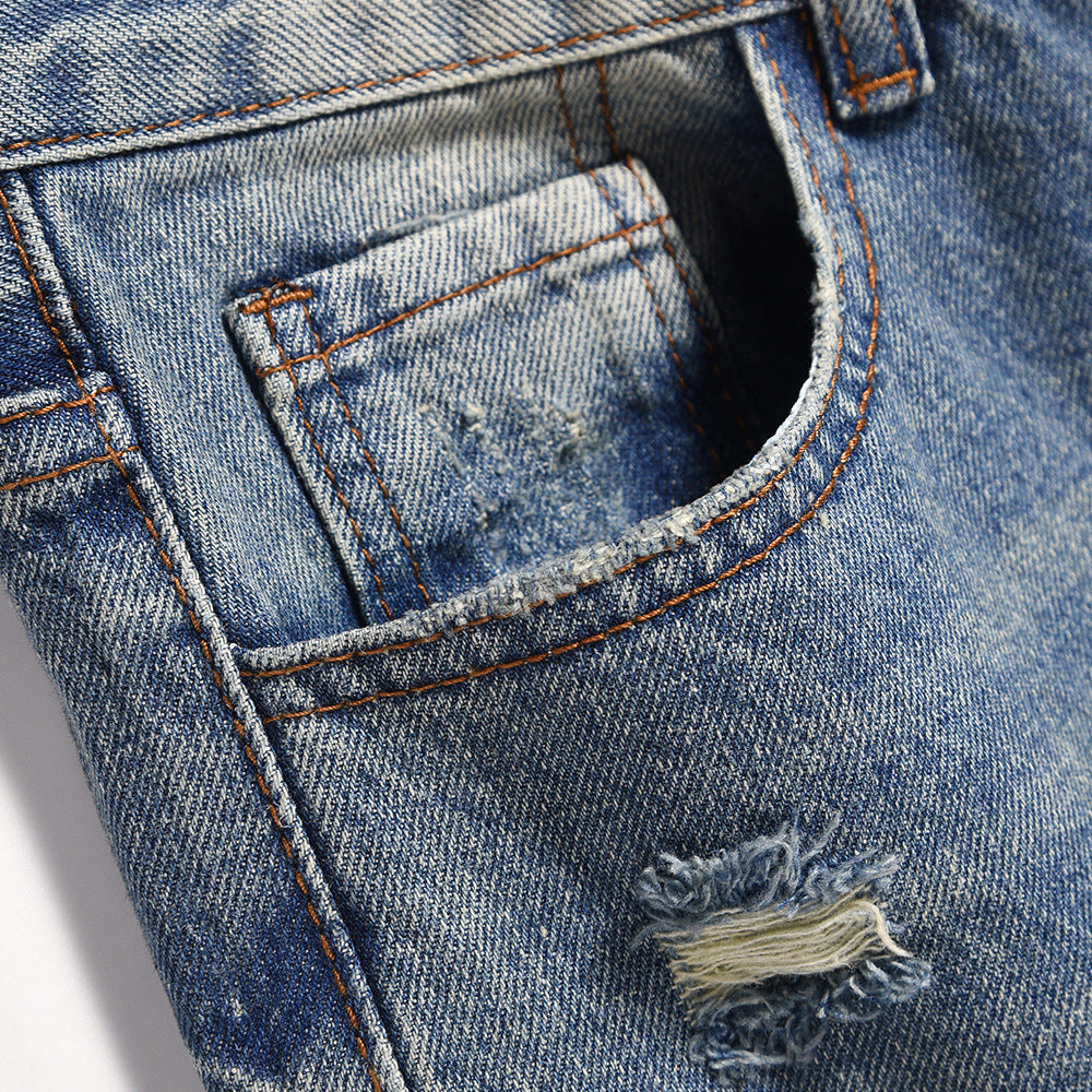 Washed Straight Jeans Loose Mop Wide-leg Pants