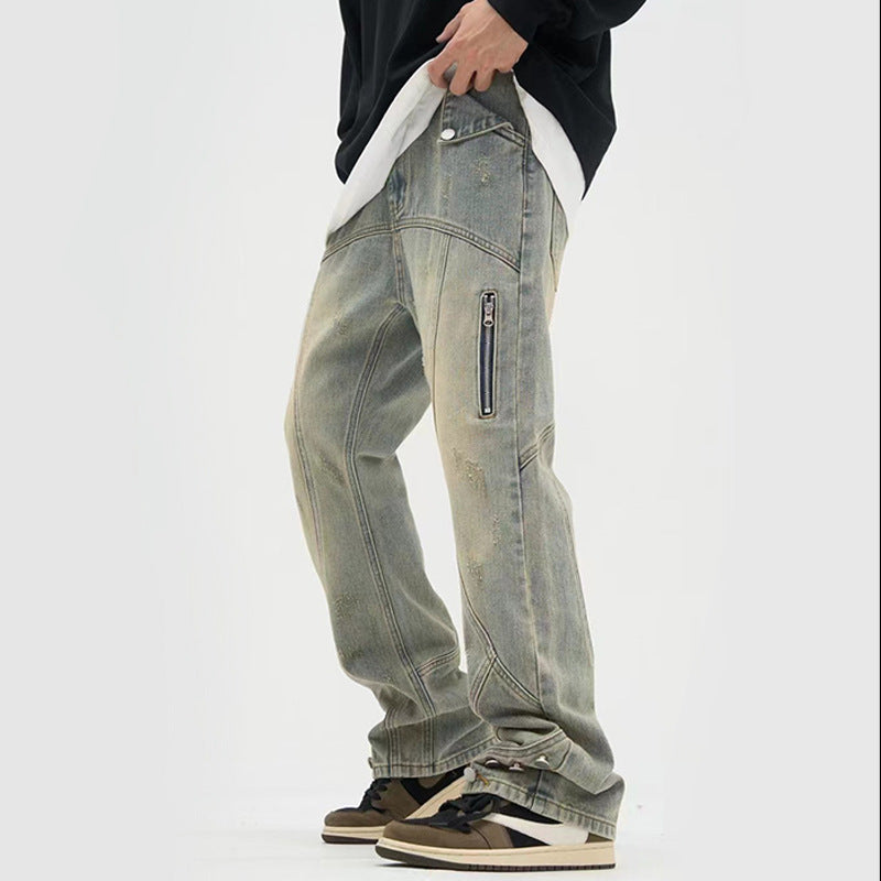 Breasted Jeans Ins Slightly Flared Slimming