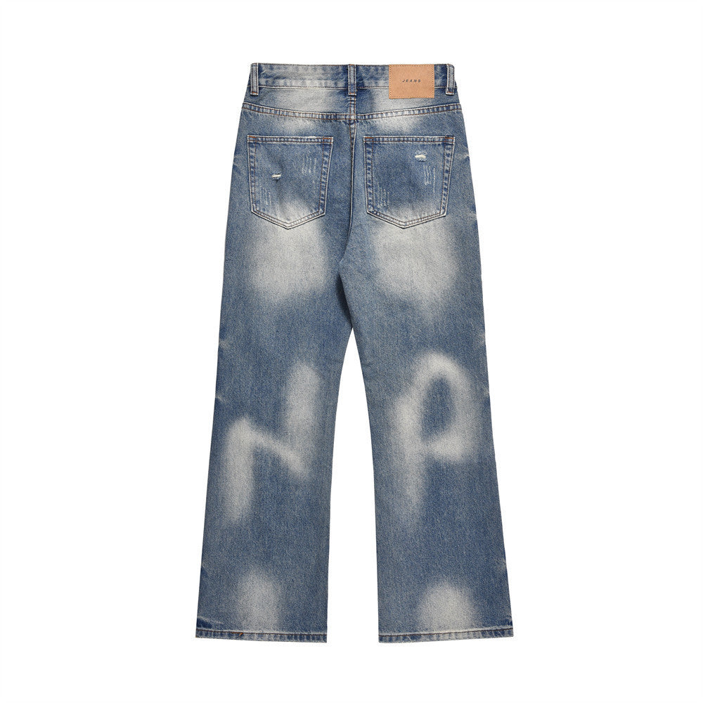 Washed Straight Jeans Loose Mop Wide-leg Pants