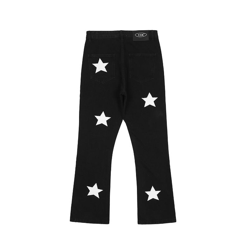 Star Pattern Casual Flared Jeans