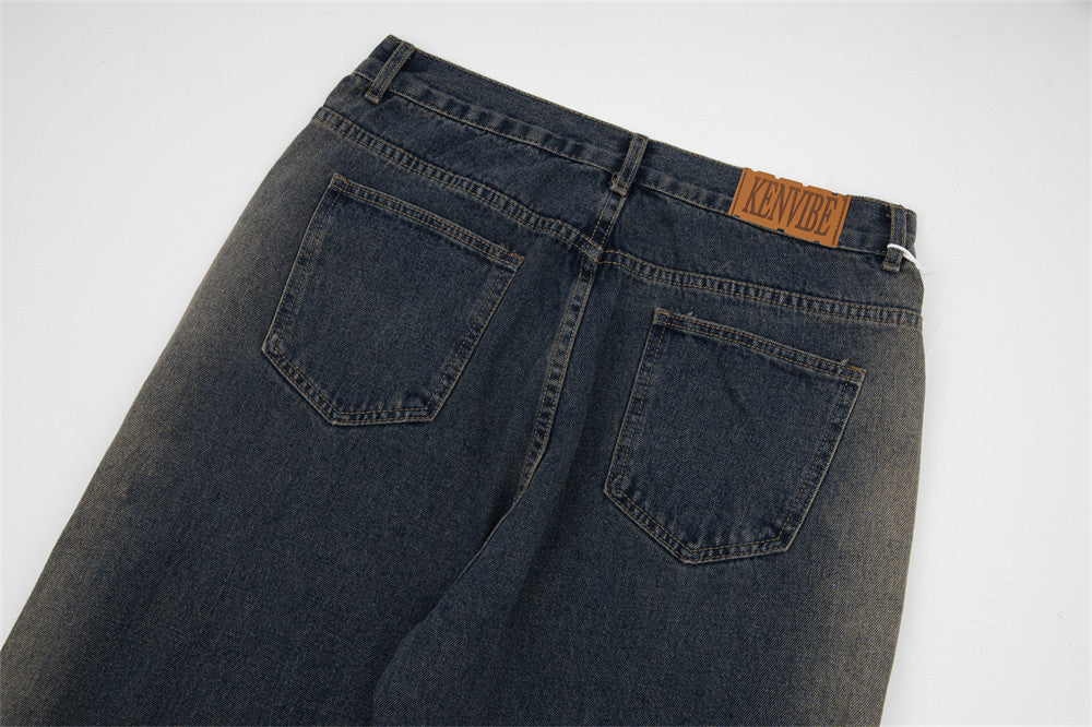 Spray Painting Zipper Design Sense Slightly Flared Jeans Men