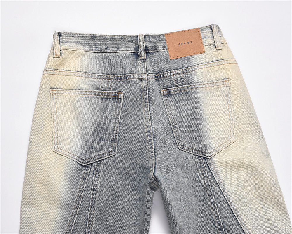 Washed And Worn Inkjet Loose Jeans Men