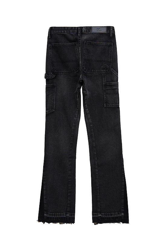 Street Retro Black Slightly Flared Jeans