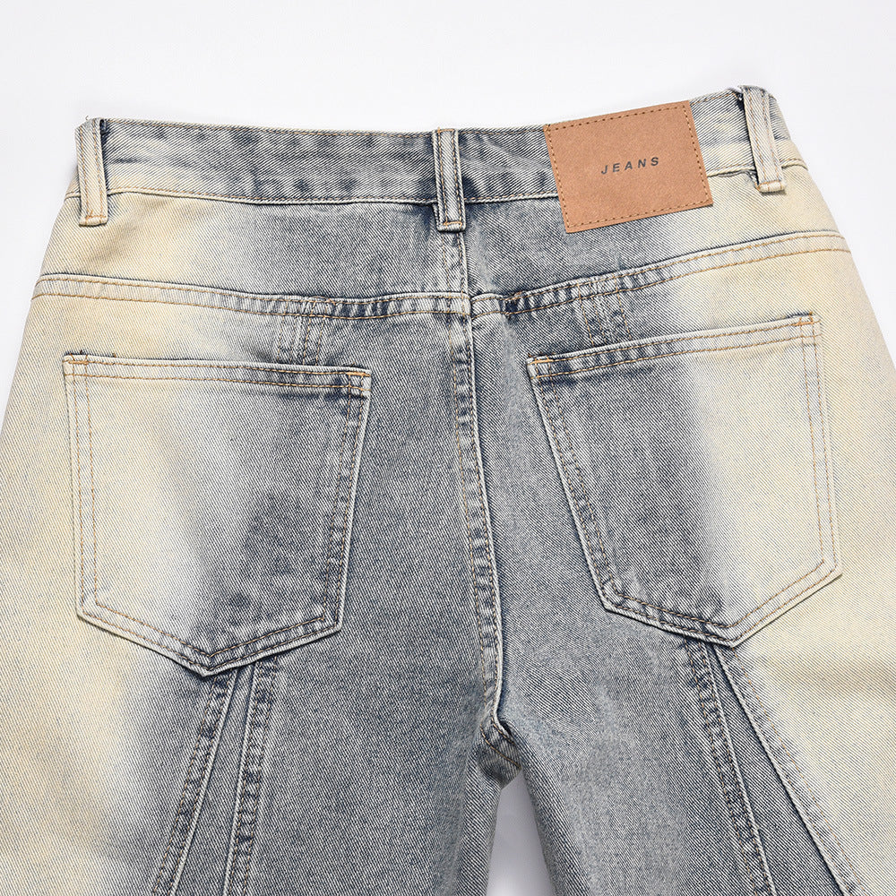 Washed And Worn Inkjet Loose Jeans Men