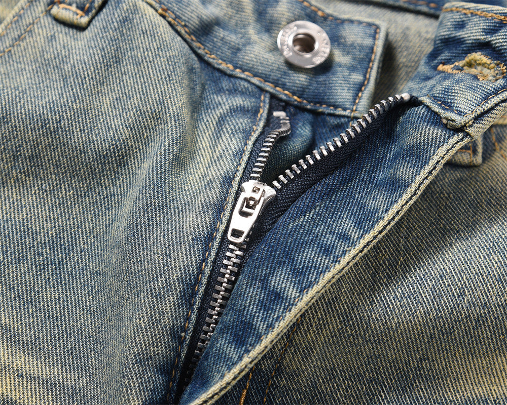 Distressed Scratches Straight-leg Pants Men