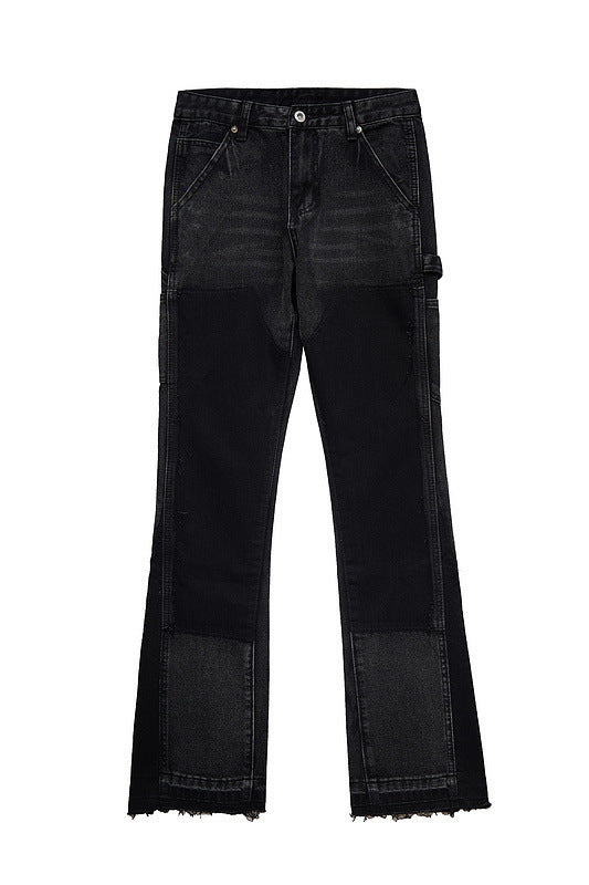 Street Retro Black Slightly Flared Jeans