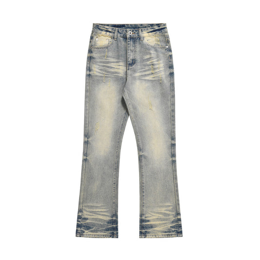 Distressed Scratches Straight-leg Pants Men