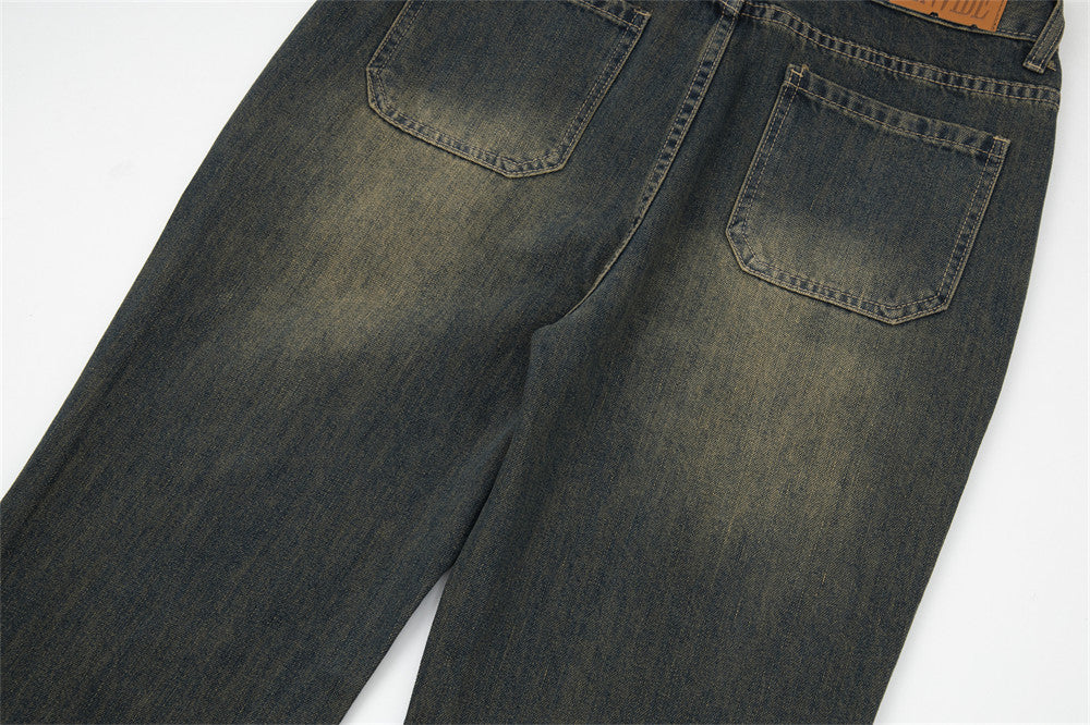 Retro Alphabet Embroidered Jeans For Men