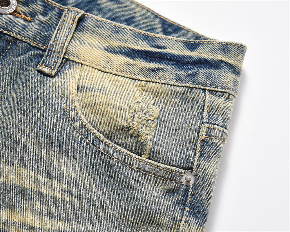 Distressed Scratches Straight-leg Pants Men