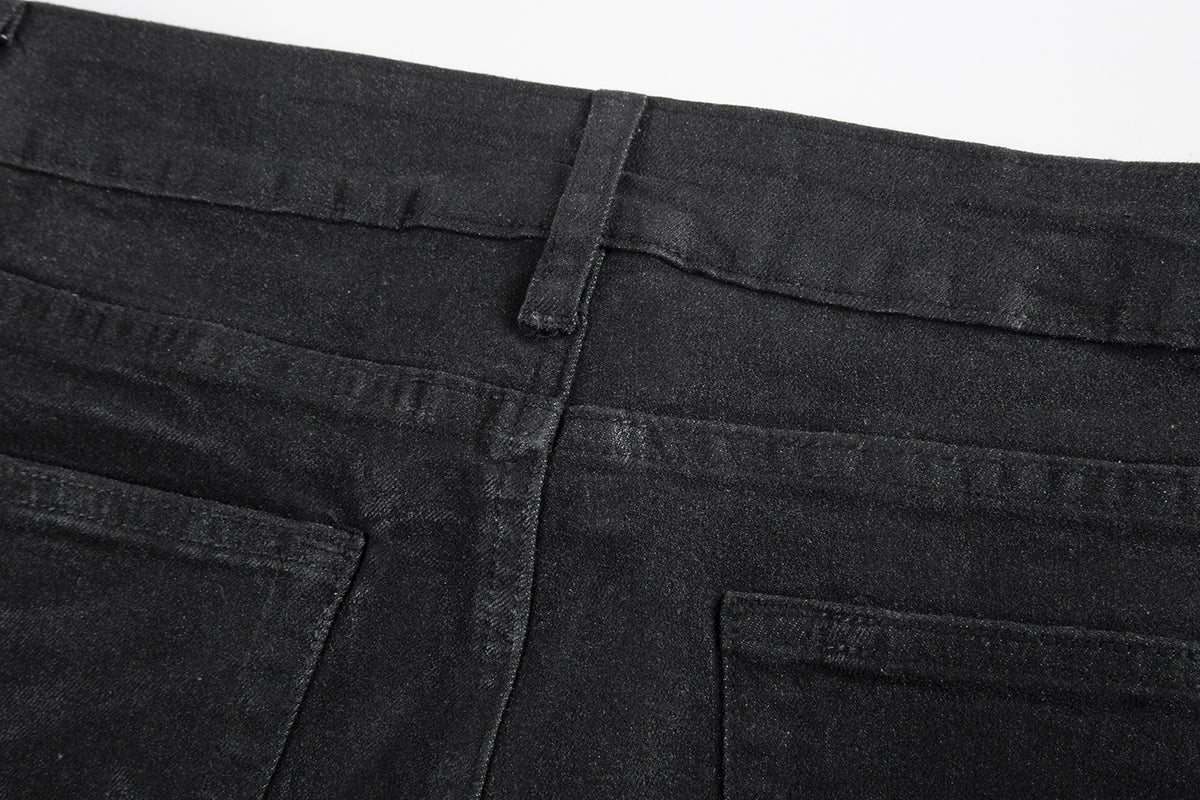 Color Brush Wax Slightly Flared Jeans