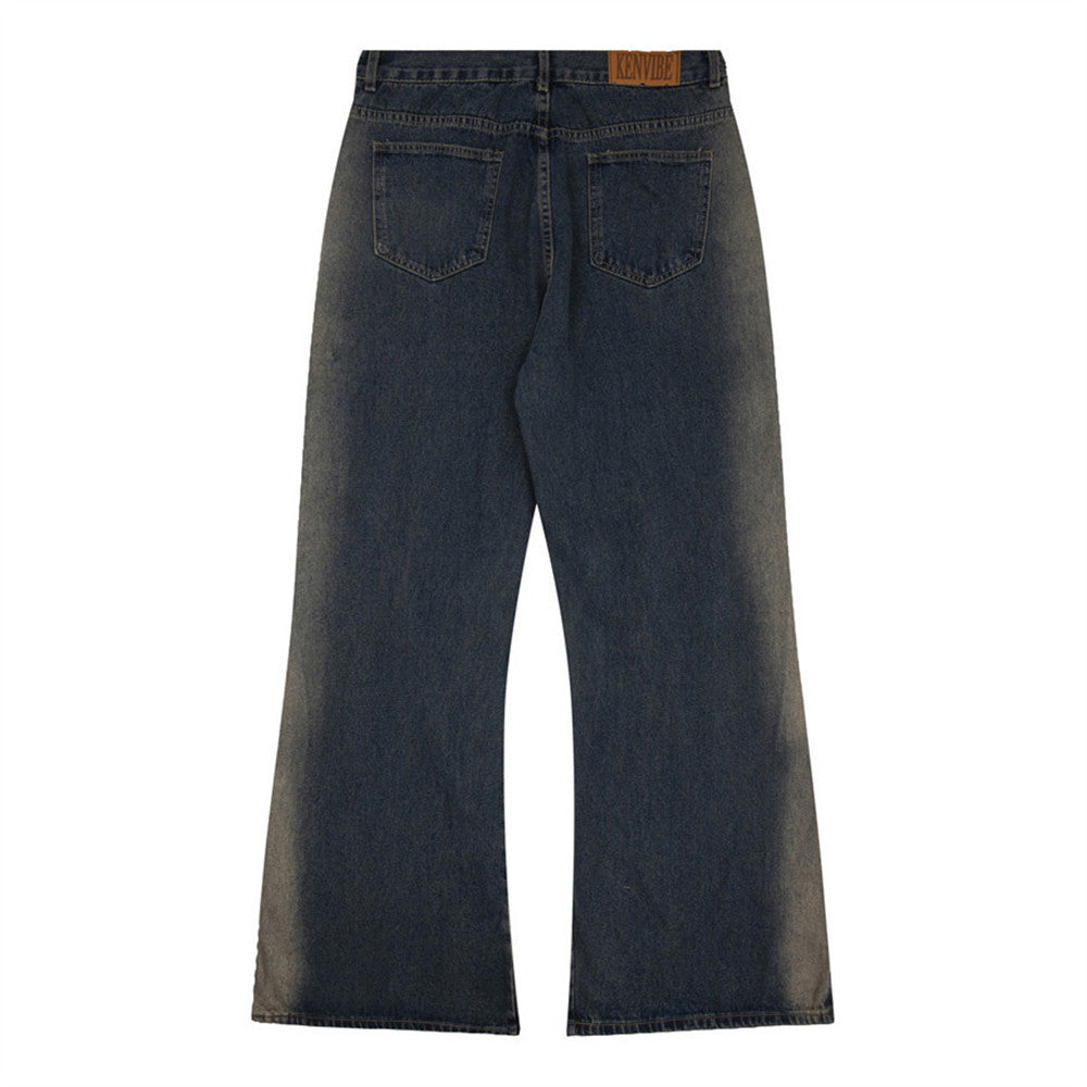 Spray Painting Zipper Design Sense Slightly Flared Jeans Men