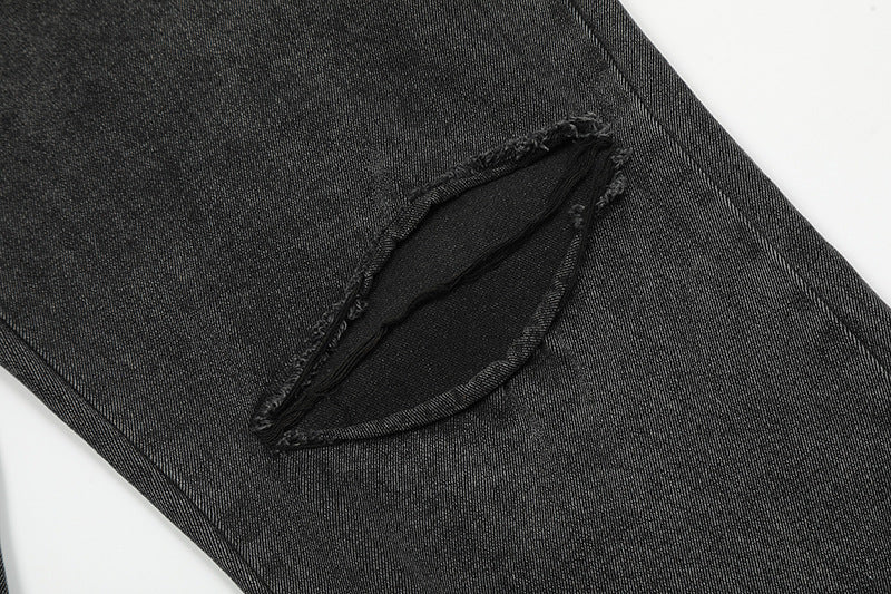 Dark Spider Embroidery Ripped Jeans For Men