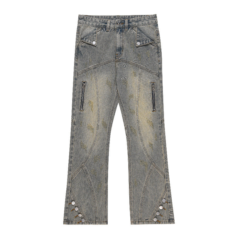 Breasted Jeans Ins Slightly Flared Slimming