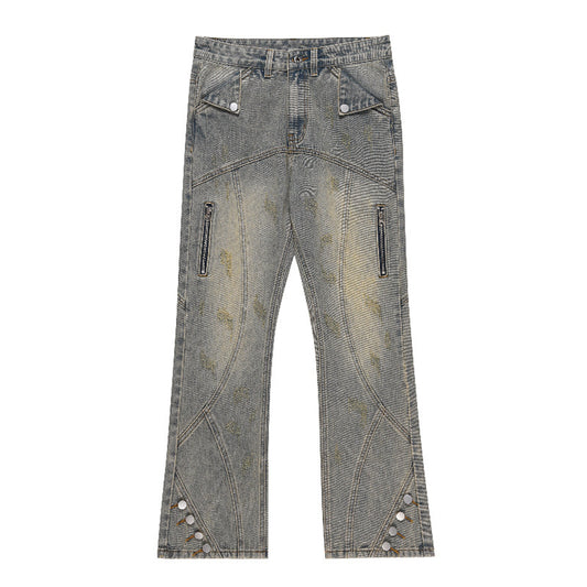 Breasted Jeans Ins Slightly Flared Slimming