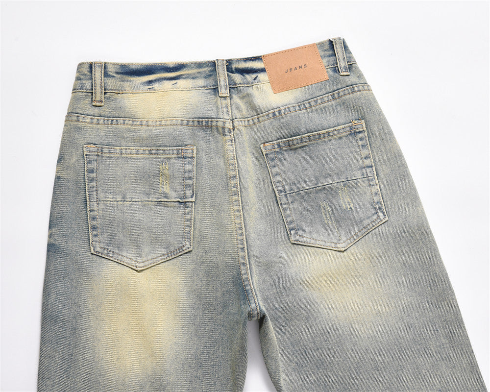 Distressed Scratches Straight-leg Pants Men