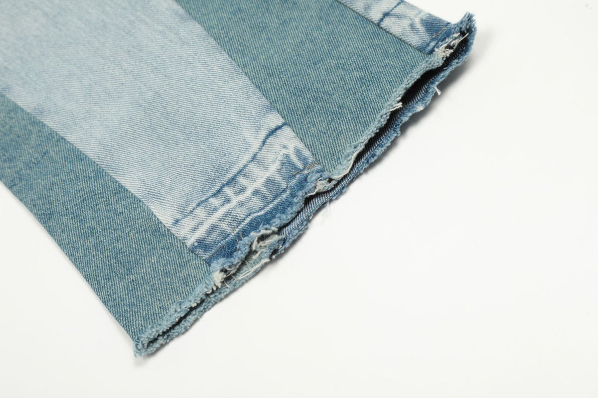 High Street Patchwork Micro Flare Jeans