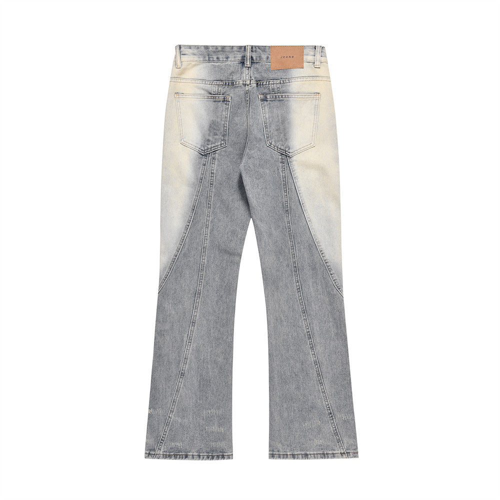 Washed And Worn Inkjet Loose Jeans Men