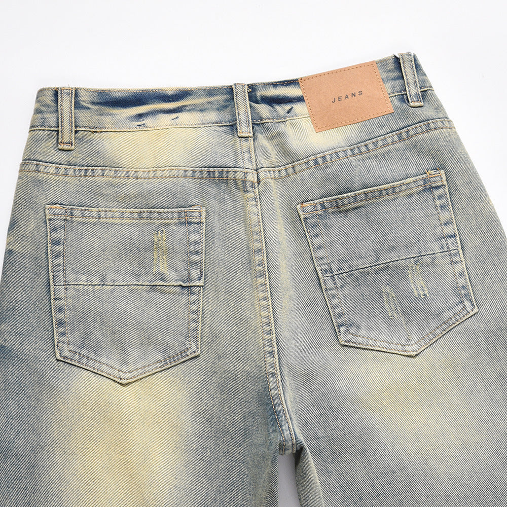 Distressed Scratches Straight-leg Pants Men